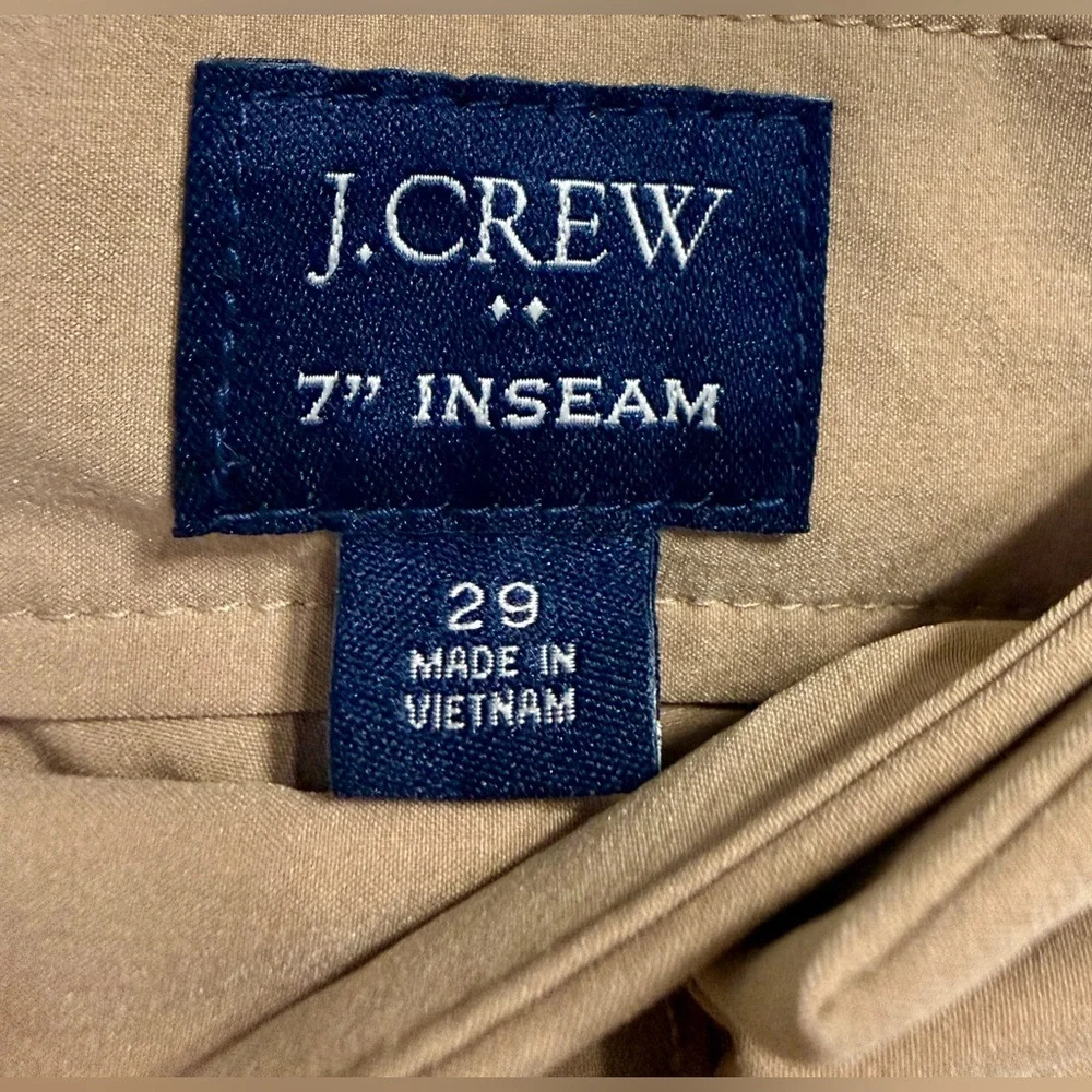 J.Crew Tan 7” Tech Shorts Size 29